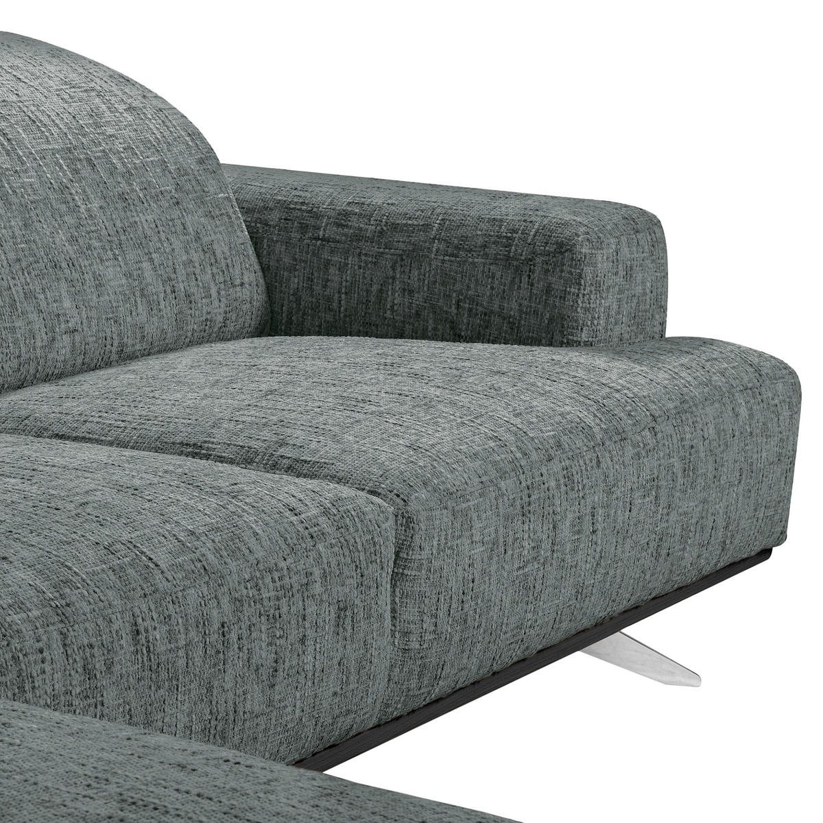 ECKSOFA PORTLAND Anthrazit Struktur Kopfteilverstellung  - Chromfarben/Anthrazit, Design, Holz/Textil (187/295cm) - Livetastic