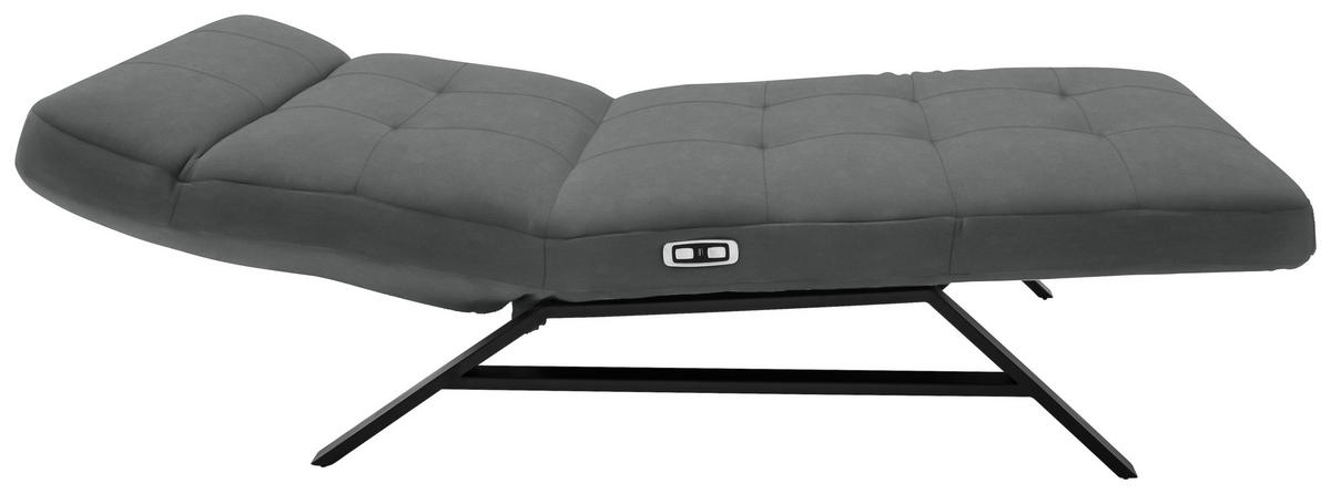 RELAXLIEGE in Mikrofaser Dunkelgrau  - Dunkelgrau/Schwarz, Design, Textil/Metall (120/54-113/158-198cm) - Pure Home Lifestyle