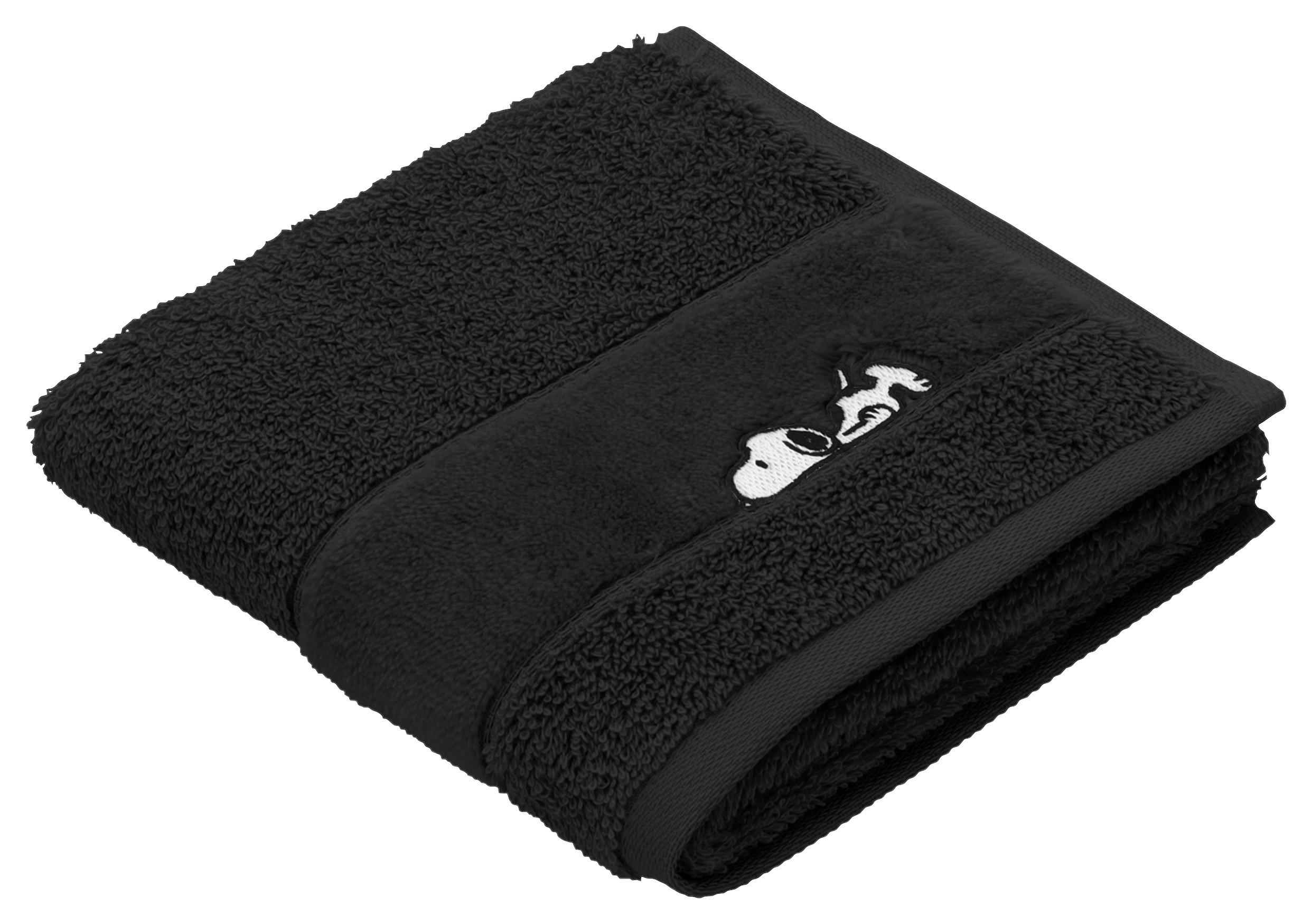 GÄSTETUCHSET Sleepy Snoopy Schwarz 2-teilig 30/50 cm  - Schwarz, Basics, Textil (30/50cm) - Vossen