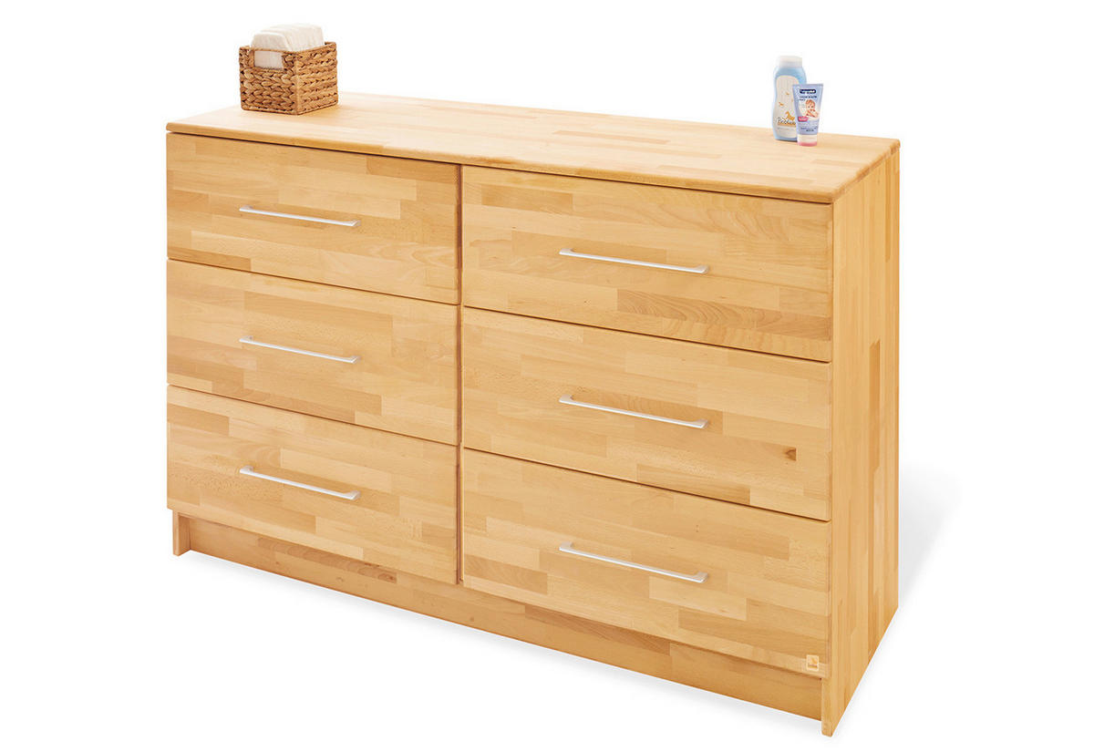 WICKELKOMMODE Pinolino Natura Buchefarben  - Buchefarben/Alufarben, Natur, Holz/Metall (140/101/54-78cm) - Pinolino