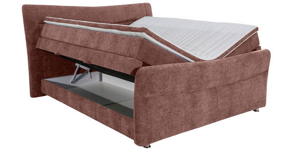 BOXSPRINGBETT 180/200 cm  in Rotbraun  - Chromfarben/Rotbraun, KONVENTIONELL, Textil/Metall (180/200cm) - Esposa