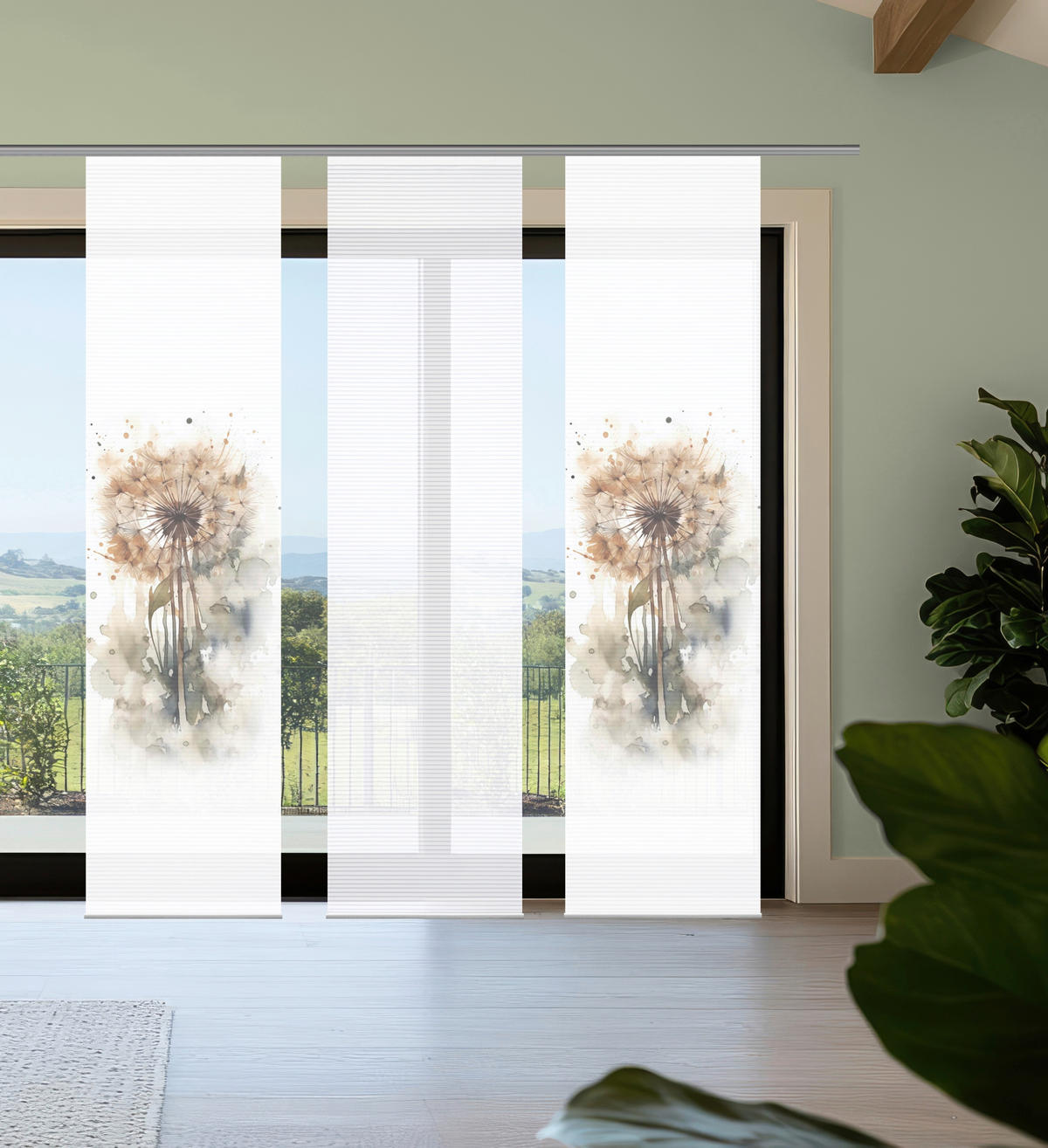 FLÄCHENVORHANG  3 Stück  blickdicht  180/245 cm   - Naturfarben/Weiß, Natur, Textil (180/245cm)