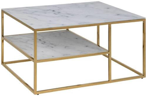 COUCHTISCH Milchglas 90/60/45 cm Weiß, Goldfarben  - Goldfarben/Weiß, Trend, Glas/Metall (90/60/45cm) - MID.YOU