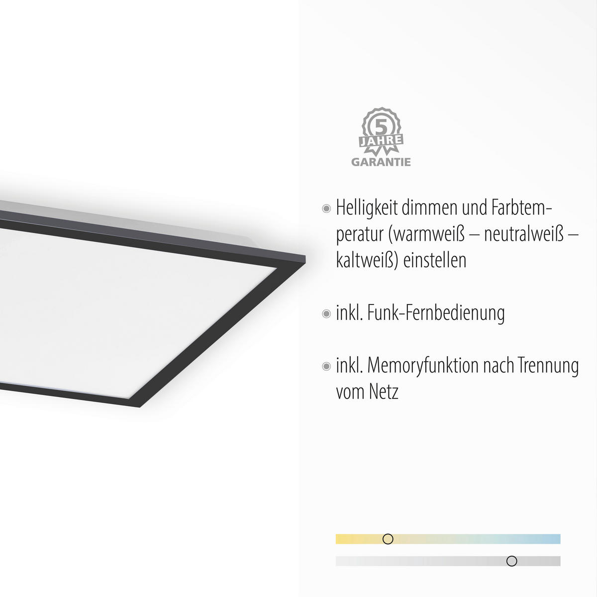 LED-DECKENLEUCHTE 44,5/44,5/7 cm   - Schwarz, Basics, Kunststoff/Metall (44,5/44,5/7cm)