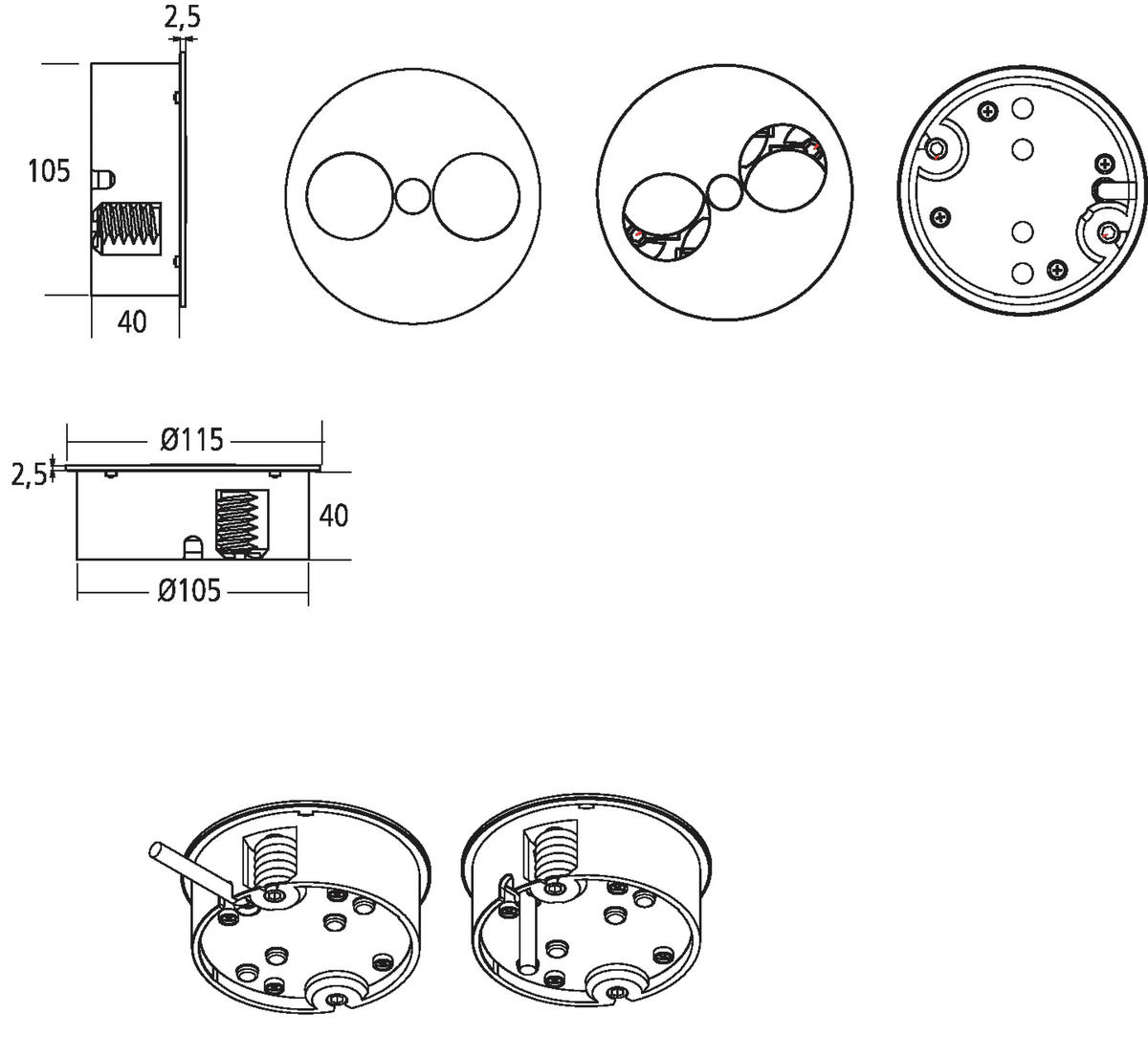 STECKDOSENELEMENT - Edelstahlfarben, Basics, Kunststoff (42,5/11,5/4cm) - HKT