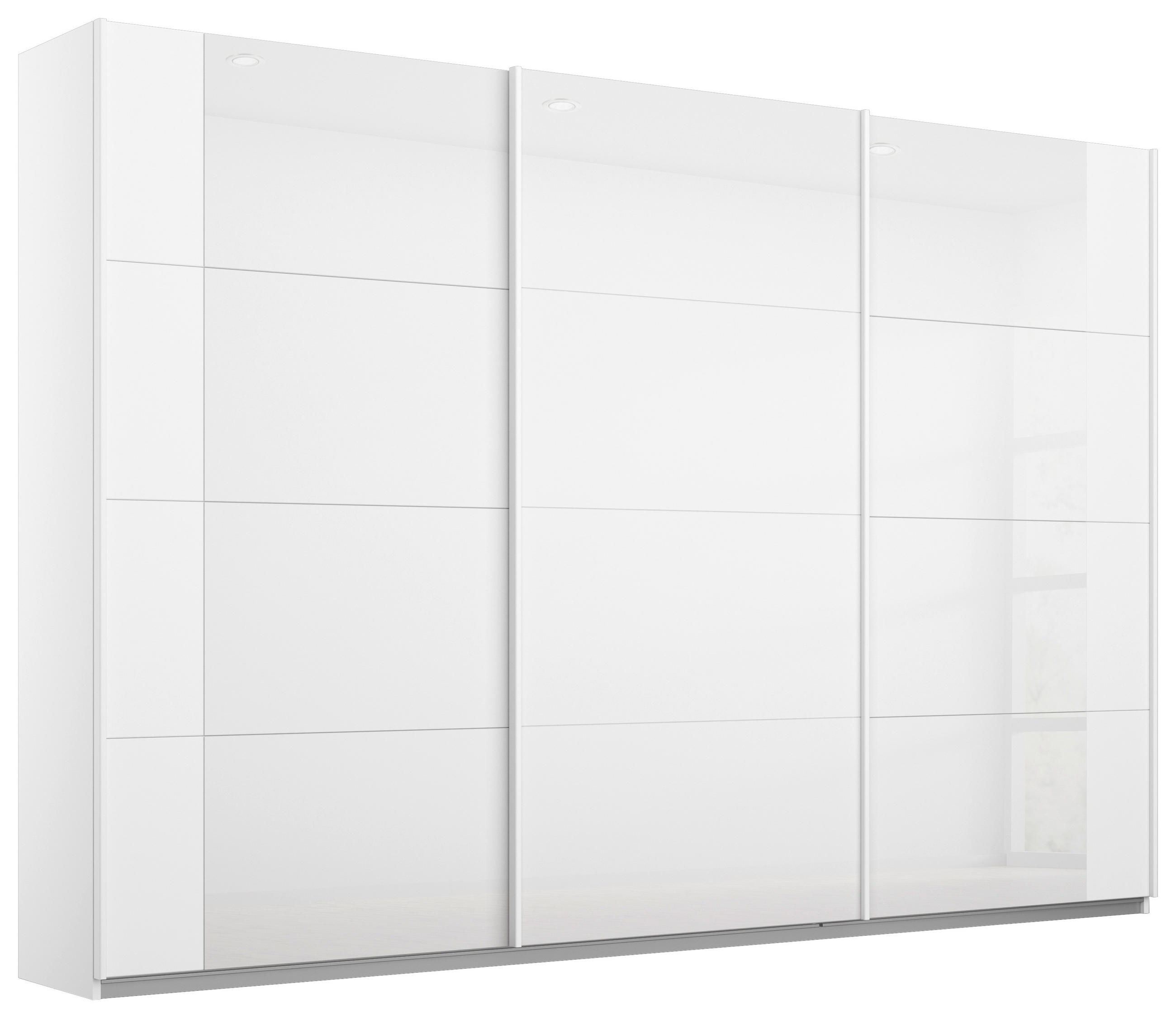 SCHWEBETÜRENSCHRANK in Weiss, Weiss Hochglanz  - Weiss Hochglanz/Weiss, Modern, Glas/Holzwerkstoff (271/210/62cm) - Rauch Möbel