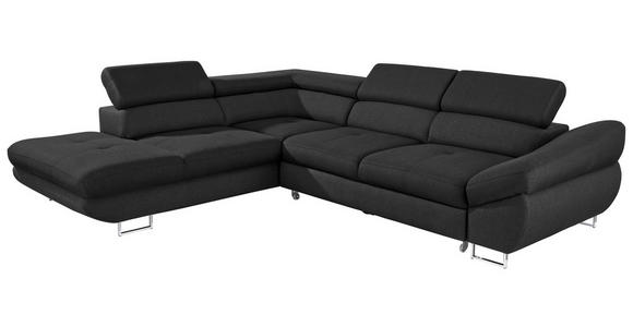 ECKSOFA in Webstoff Schwarz  - Schwarz, Design, Textil/Metall (235/280cm) - Hom`in