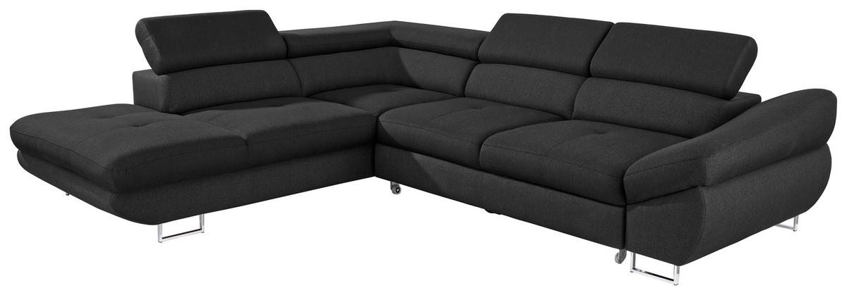 ECKSOFA in Webstoff Schwarz  - Schwarz, Design, Textil/Metall (235/280cm) - Hom`in