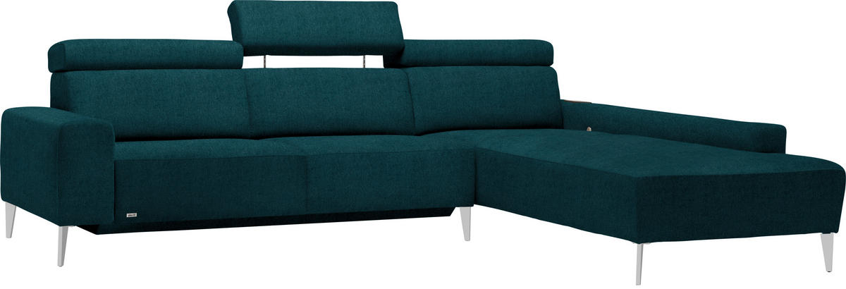ECKSOFA Petrol Chenille  - Petrol/Alufarben, Design, Textil (288/205cm) - Sedda