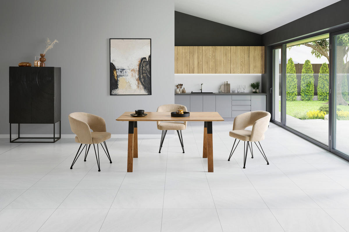 JEDÁLENSKÝ STÔL, akácia, prírodná farba, 160/76/90 cm - čierna/prírodná farba, Modern, kov/drevo (160/76/90cm) - Livetastic