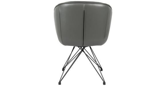 ARMLEHNSTUHL  in Eisen Echtleder pigmentiert  - Anthrazit/Schwarz, Design, Leder/Metall (59,5/83,5/63,5cm) - Belluti