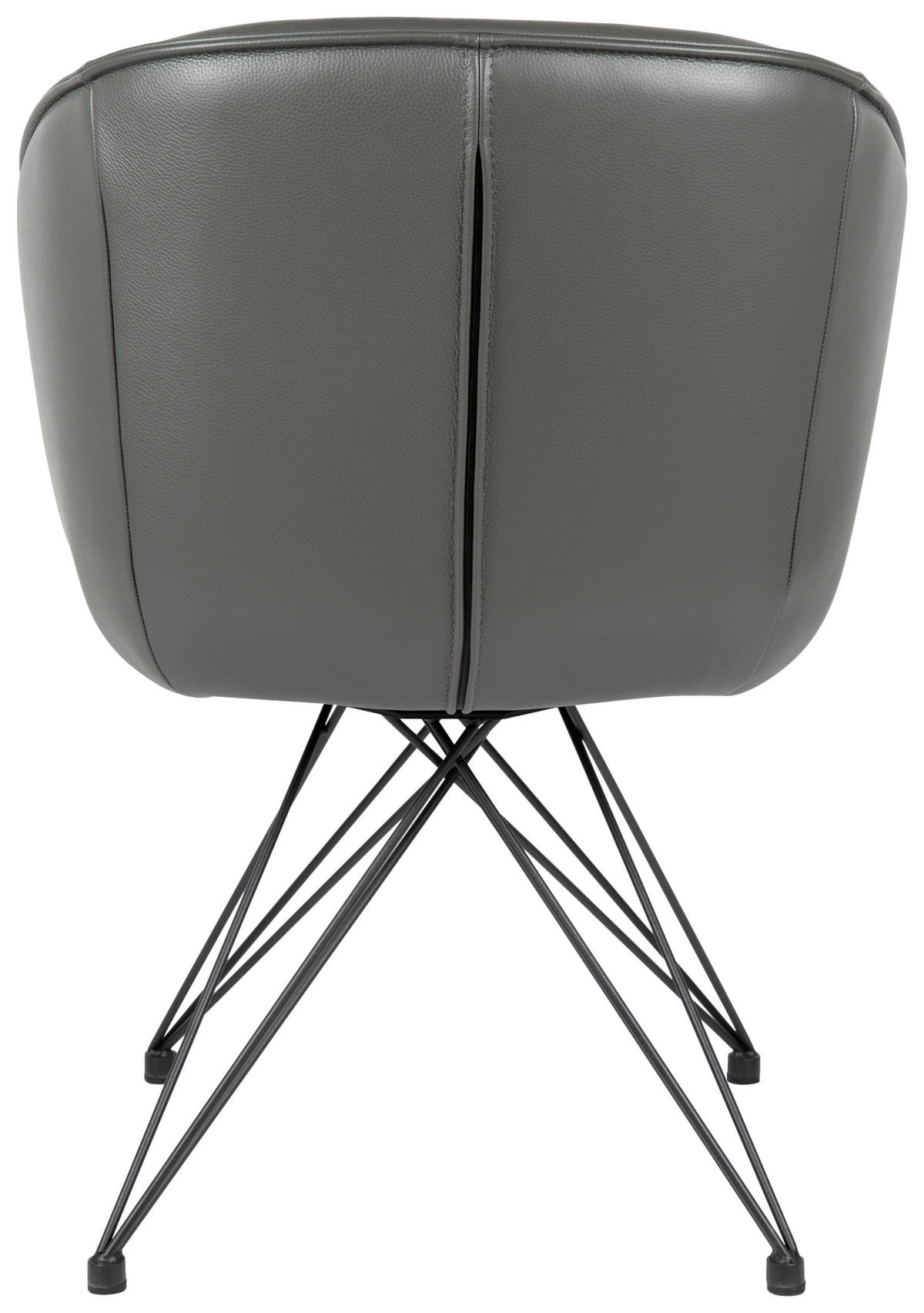 ARMLEHNSTUHL  in Eisen Echtleder pigmentiert  - Anthrazit/Schwarz, Design, Leder/Metall (59,5/83,5/63,5cm) - Emilio Belluti