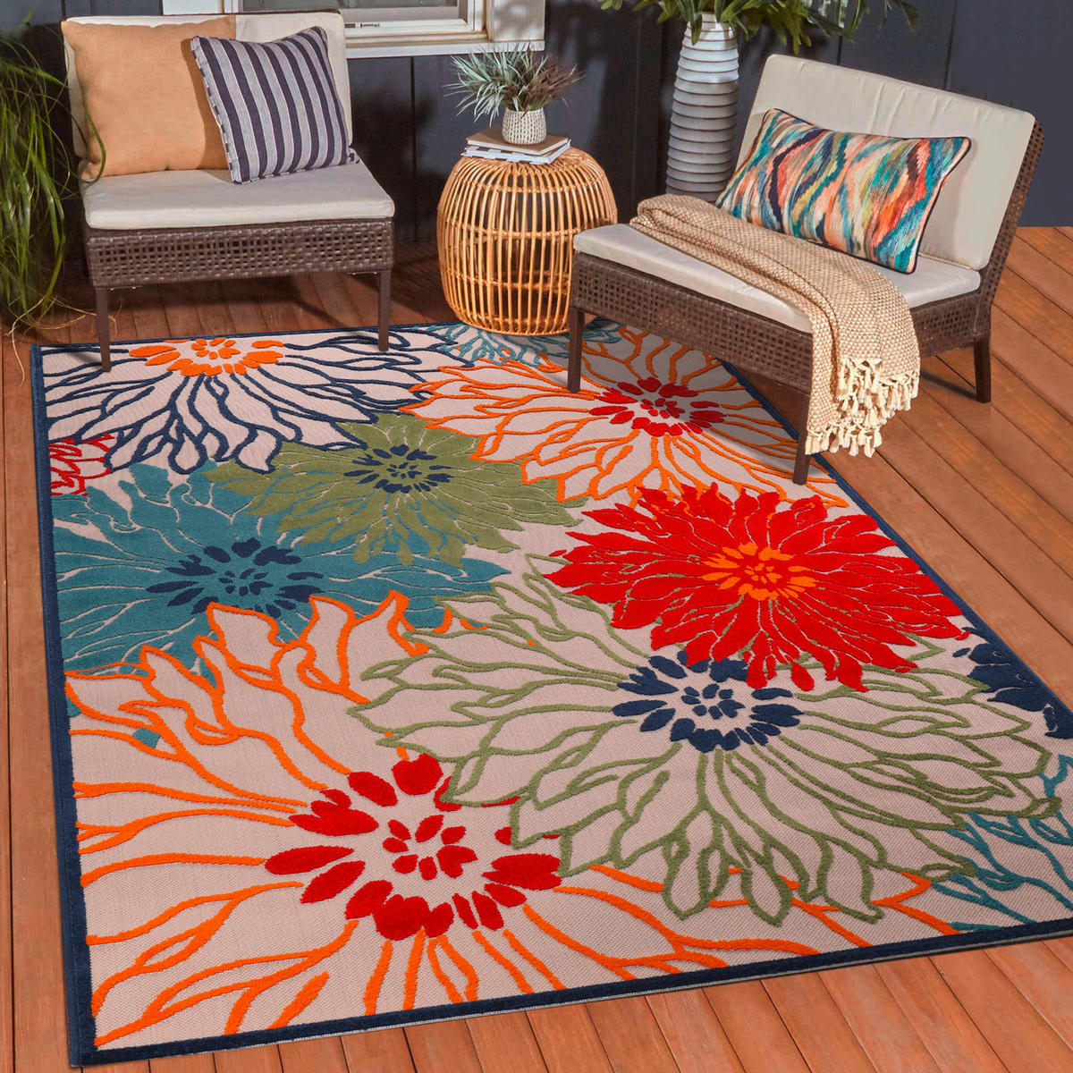 TEPIH ZA UNUTAR./VANJ. UPORAB 240/330 cm   crvena  Floral  - crvena, Lifestyle, tekstil/plastika (240/330cm)