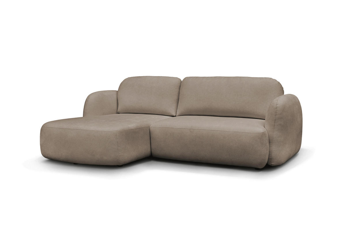 ECKSOFA VELU Beige Chenille  - Beige/Schwarz, Design, Textil (175cm) - MID.YOU