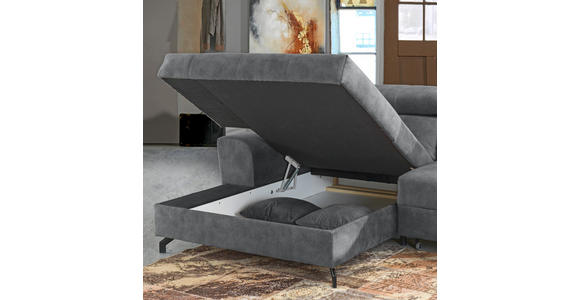 ECKSOFA Grau Velours  - Schwarz/Grau, Design, Textil/Metall (181/267cm) - Carryhome