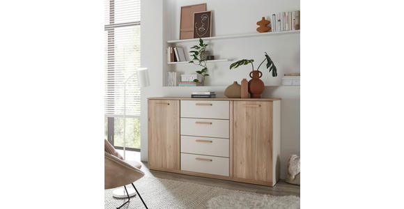KOMMODE , 165/96/38 cm, 4 Schublade(n)  - Kaschmir/Eichefarben, Design, Holz/Holzwerkstoff (165/96/38cm) - Xora