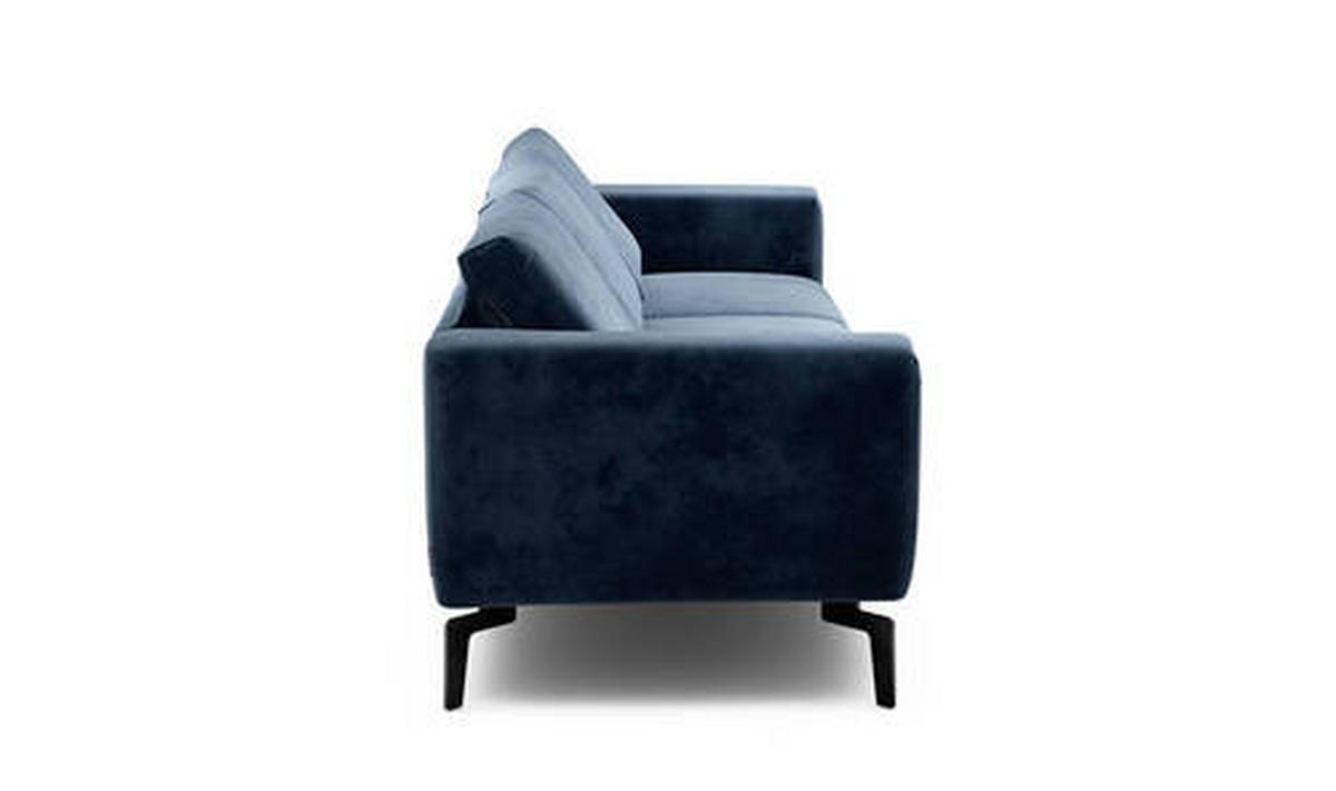 3-SITZER-SOFA in Samt Dunkelblau  - Schwarz/Dunkelblau, Design, Textil/Metall (250/86/86-94cm) - SENSOO