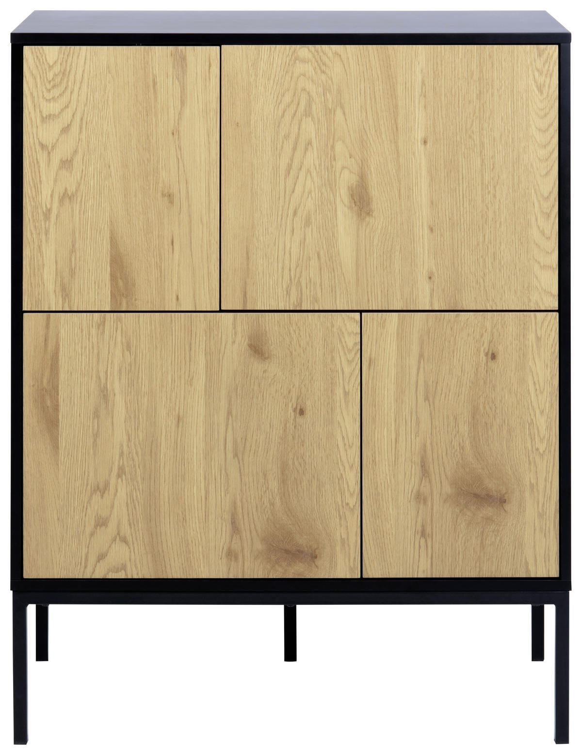 VYSOKÁ KOMODA, čierna, farba duba, 80/103/40 cm - čierna/farba duba, Modern, kov/kompozitné drevo (80/103/40cm) - MID.YOU
