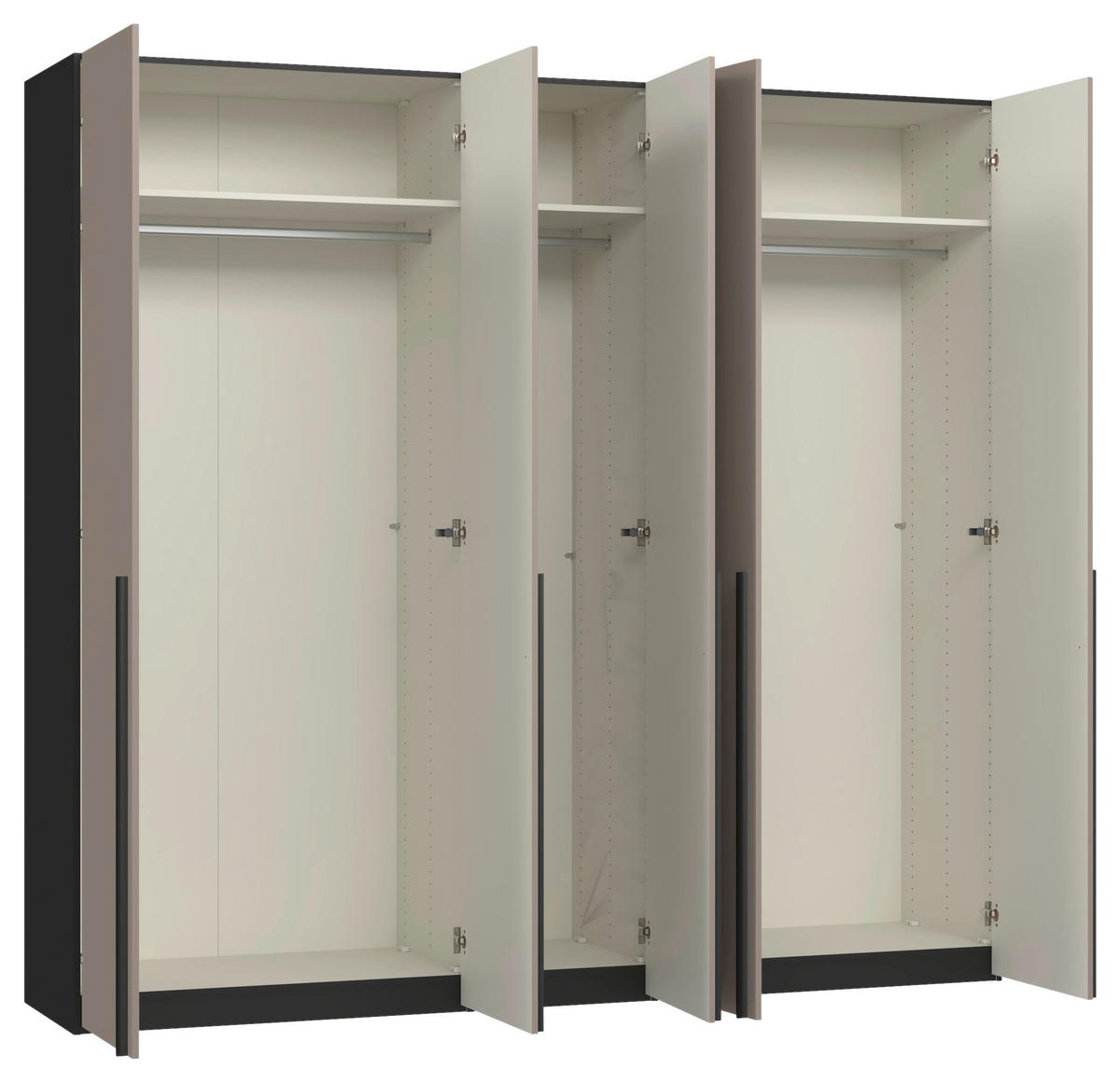 DREHTÜRENSCHRANK 253/236/59 cm,  in Schwarz, Hellbraun, 5-türig  - Hellbraun/Schwarz, Design, Glas/Holzwerkstoff (253/236/59cm) - Jutzler