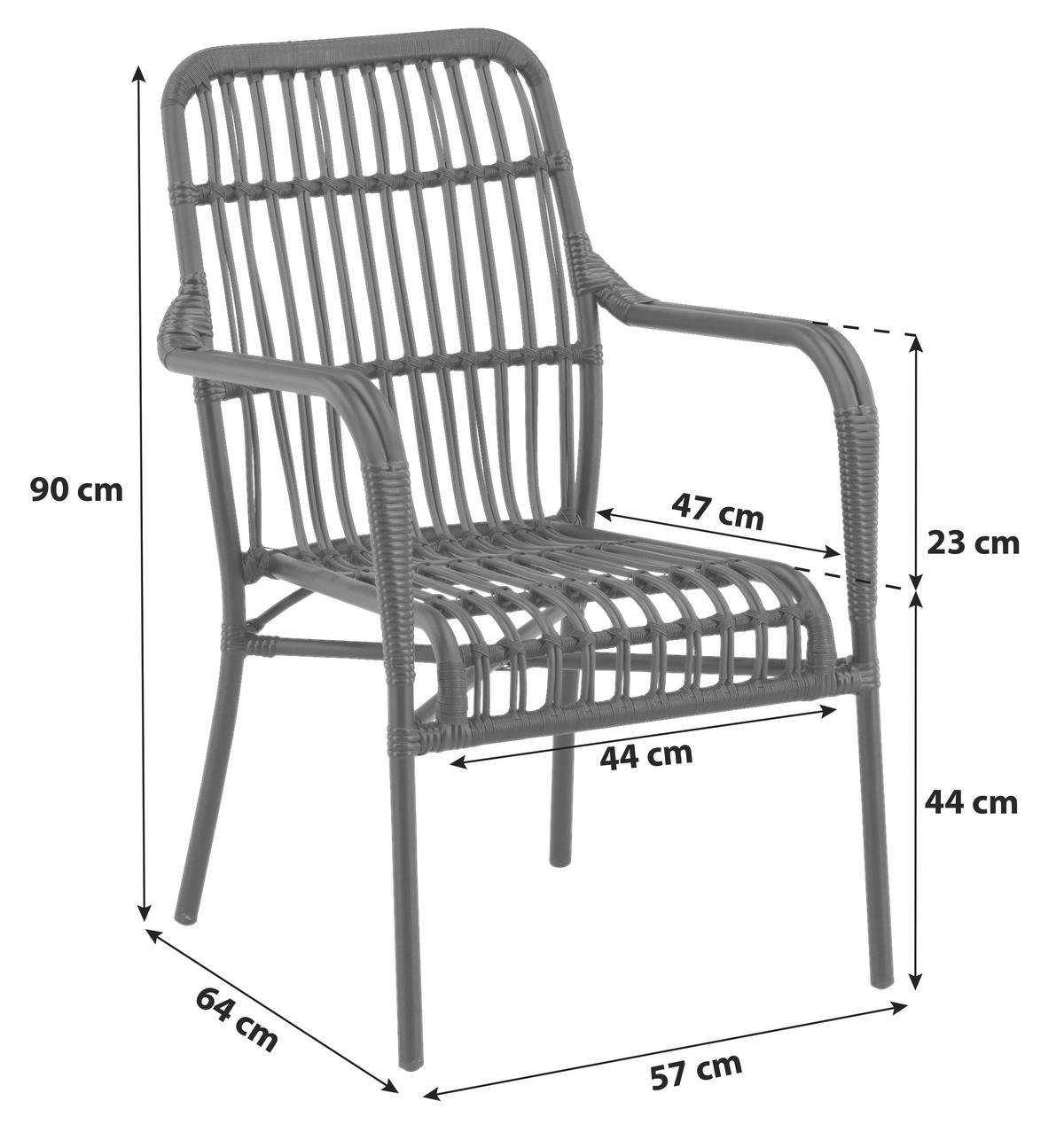 LOUNGESESSEL  - Schwarz, KONVENTIONELL, Kunststoff/Metall (57/90/64cm) - Gardenson