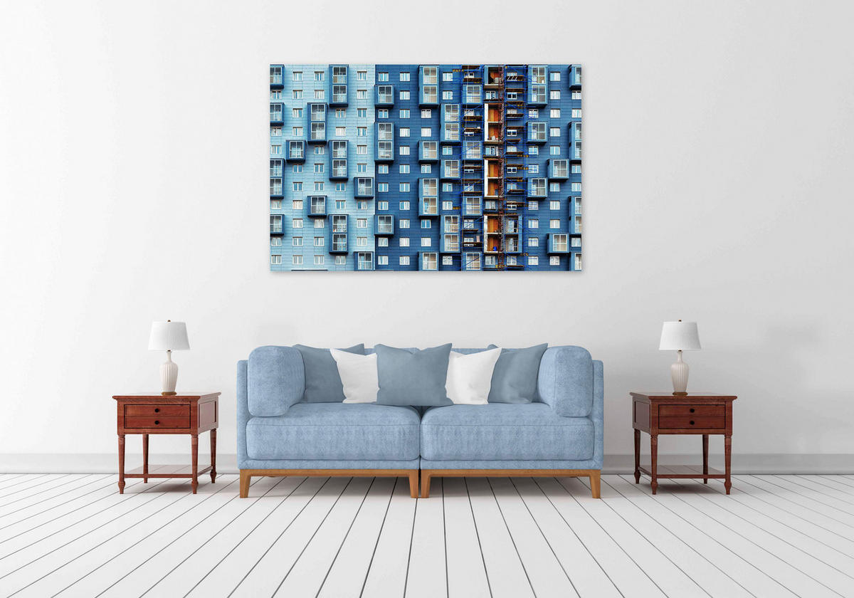 ALUMINIUMBILD Architektur 148/98 cm  - Blau, Design, Kunststoff/Metall (148/98cm)