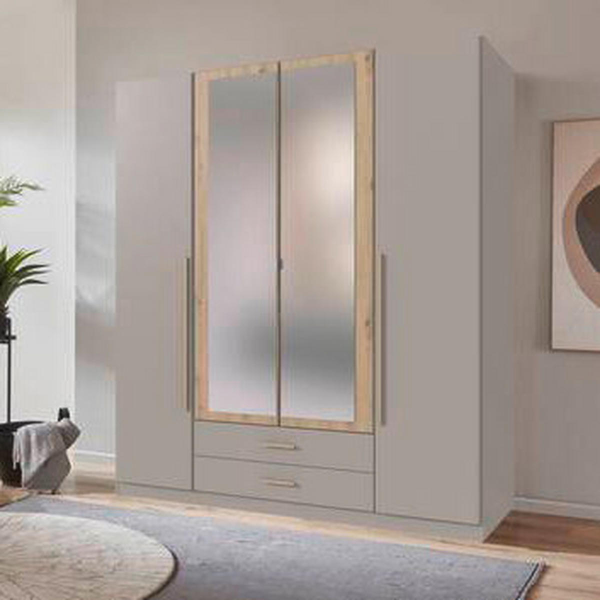 ORMAR S KLASIČNIM VRATIMA siva, sahara, hrast Artisan   - sahara/siva, Konvencionalno, staklo/drvni materijal (180/199/58cm) - Mömax