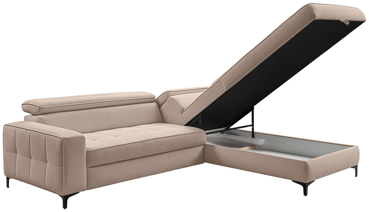 ECKSOFA  in Struktur Taupe  251/203 cm  - Taupe/Schwarz, Design, Textil/Metall (251/203cm) - MID.YOU