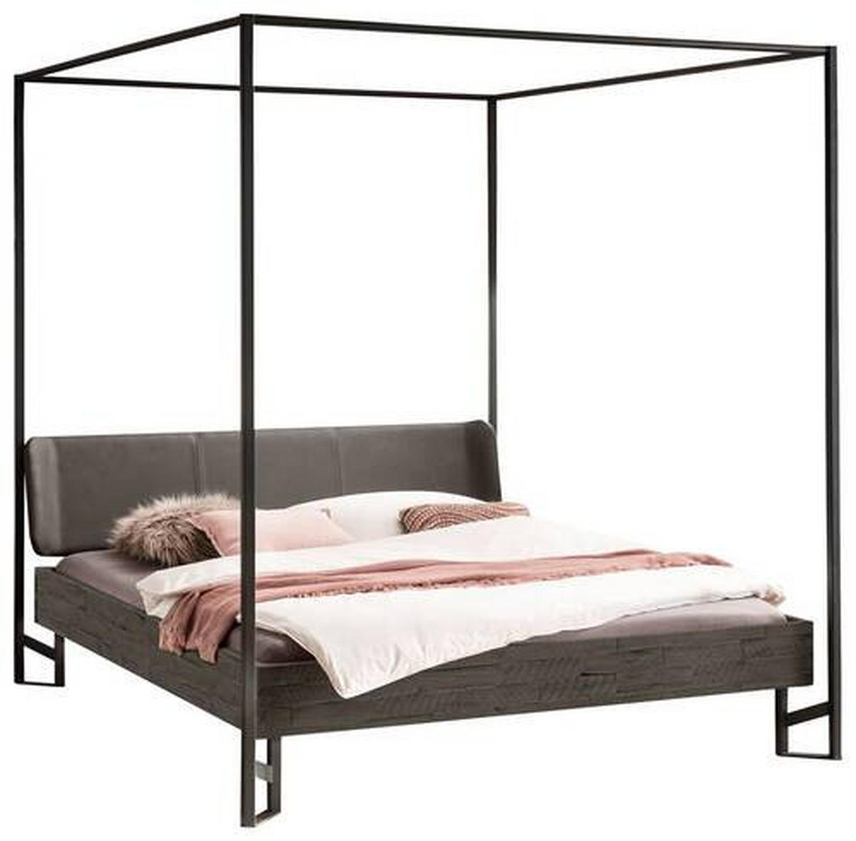 HIMMELBETT 160/200 cm  in Anthrazit, Grau, Akaziefarben   - Anthrazit/Grau, Design, Holz/Textil (160/200cm) - Hasena