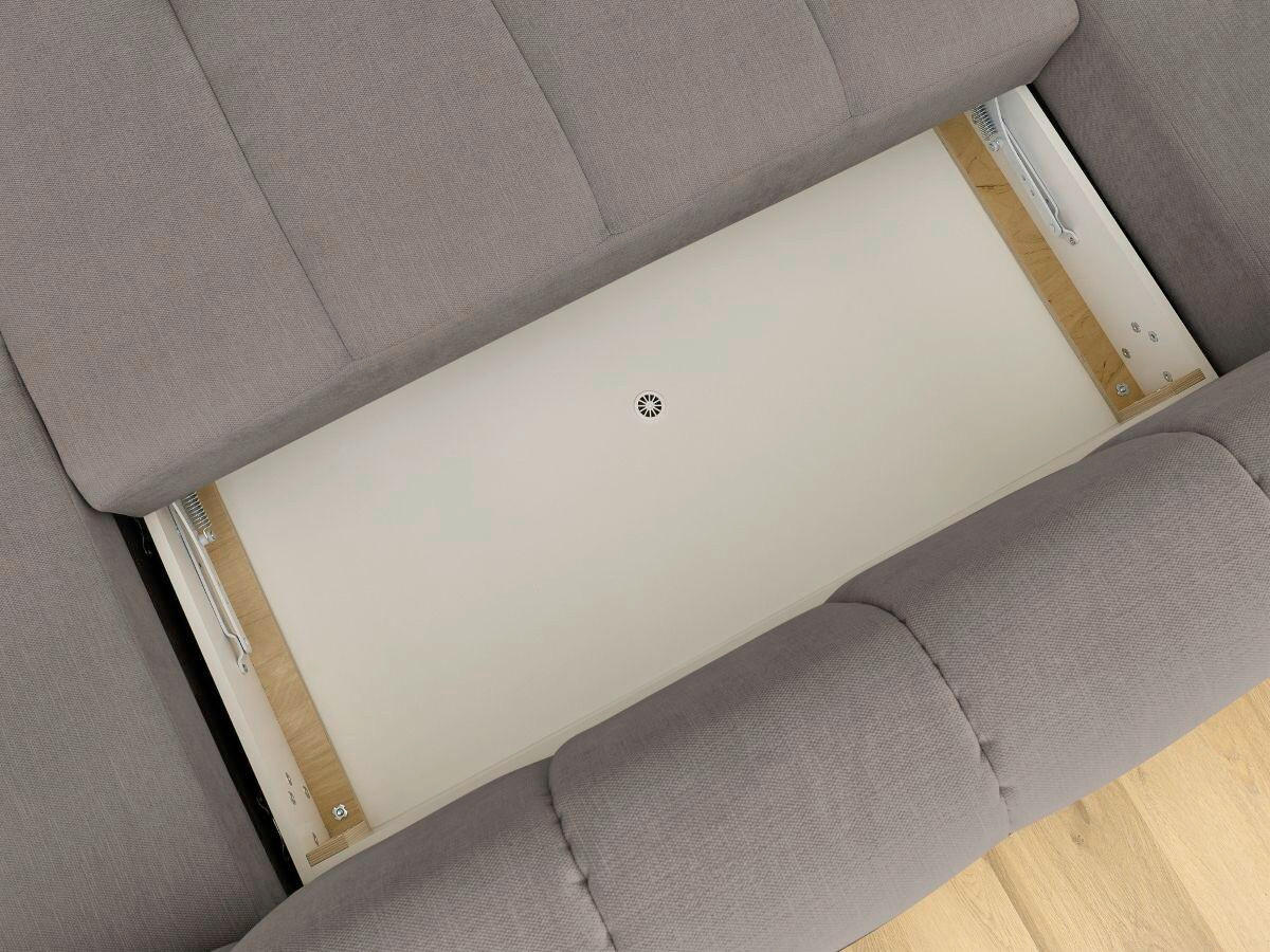 WOHNLANDSCHAFT  FUJI  Taupe Leinenoptik  - Taupe/Schwarz, MODERN, Kunststoff/Textil (204/377/160cm)