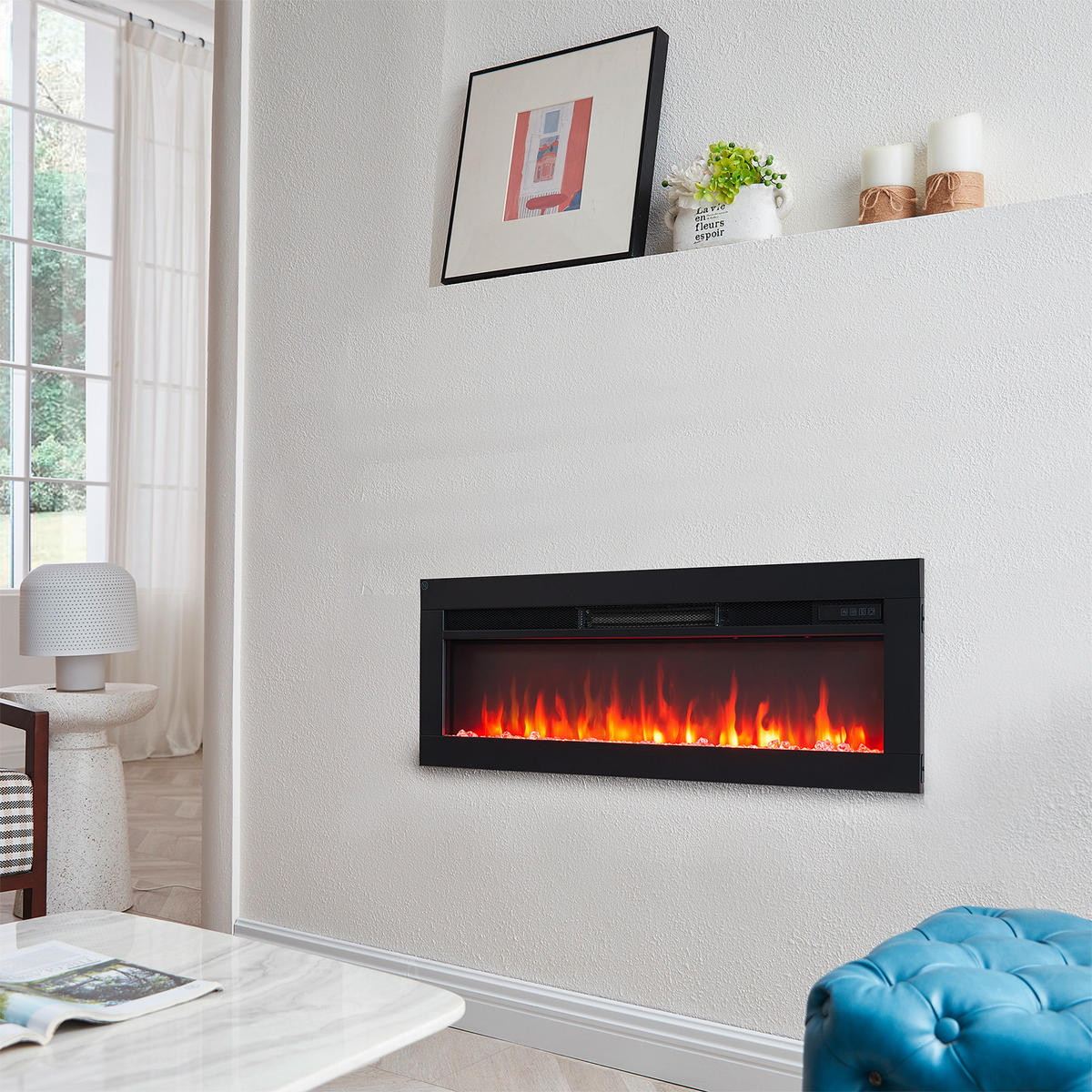 ELEKTRISK KAMIN - svart, Basics, metall (92/33/15cm)