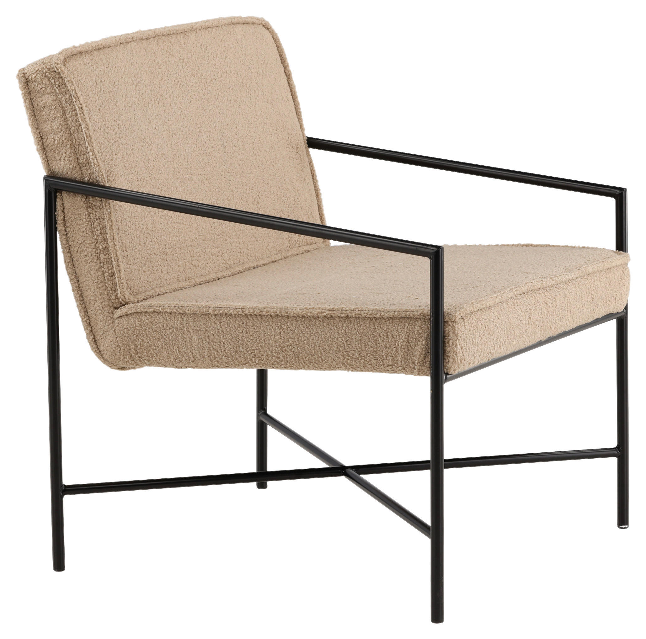 SESSEL in Teddystoff Schwarz, Beige  - Beige/Schwarz, Design, Textil/Metall (66/78/65cm) - Livetastic
