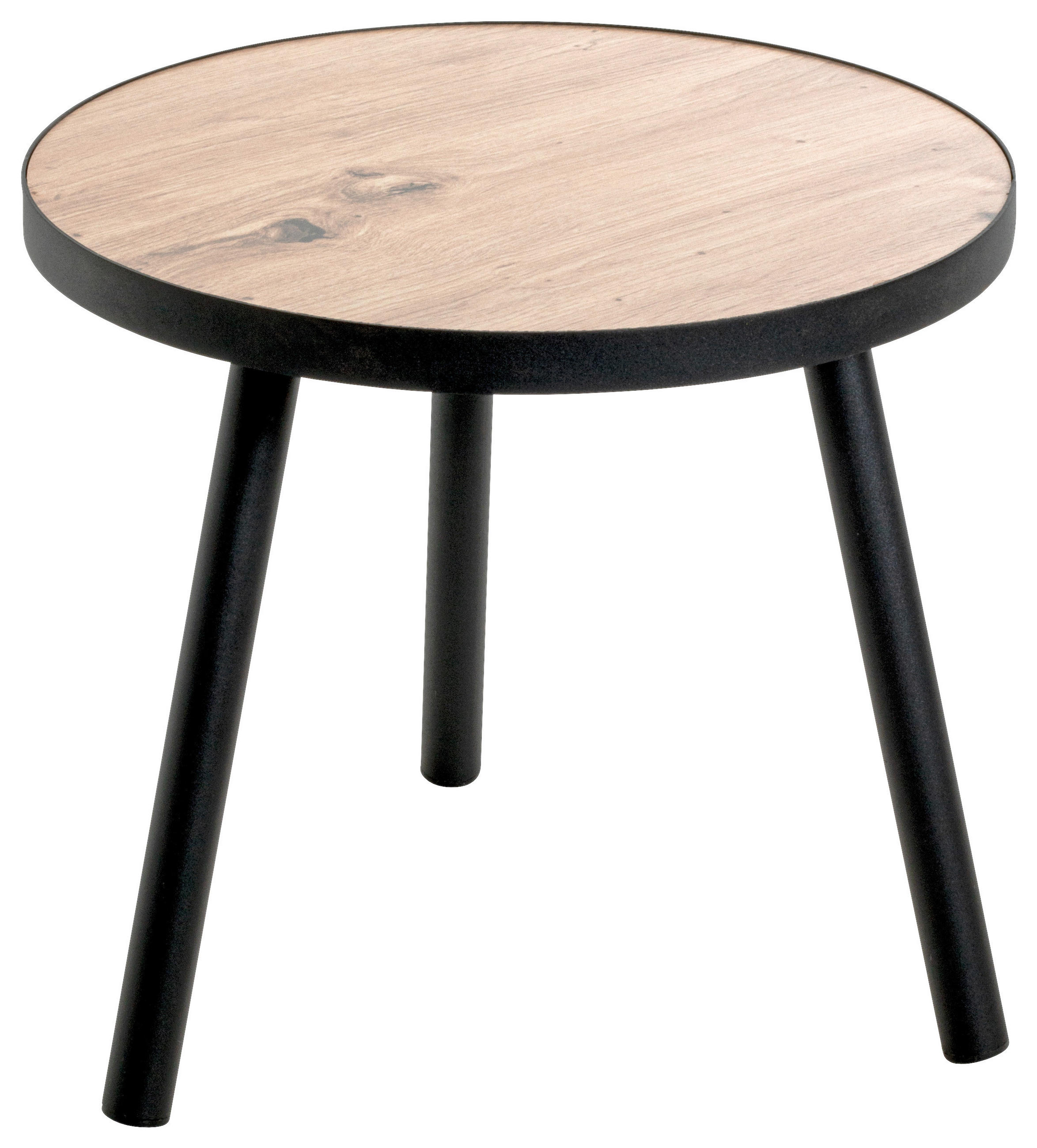 BEISTELLTISCH 40/40/36 cm Schwarz, Eichefarben rund  - Eichefarben/Schwarz, Design, Holzwerkstoff/Metall (40/40/36cm)