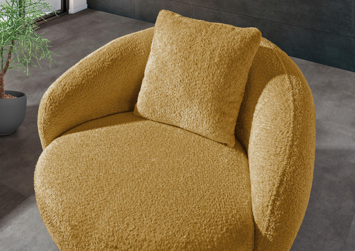 COCKTAILSESSEL in Chenille Senfgelb  - Senfgelb/Schwarz, Lifestyle, Textil/Metall (101/79/96cm) - Xora