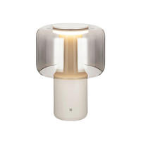 LED-TISCHLEUCHTE Akiba 28/38,4 cm   - Grau, Design, Glas/Keramik (28/38,4cm) - Dieter Knoll
