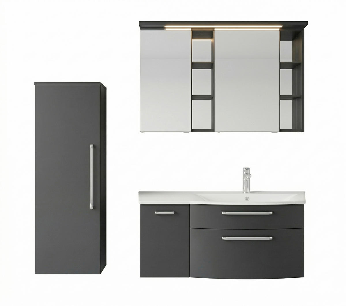 ELEMENT S OGLEDALOM  antracit  - antracit, Design, staklo/drvni materijal (70/64/17cm)