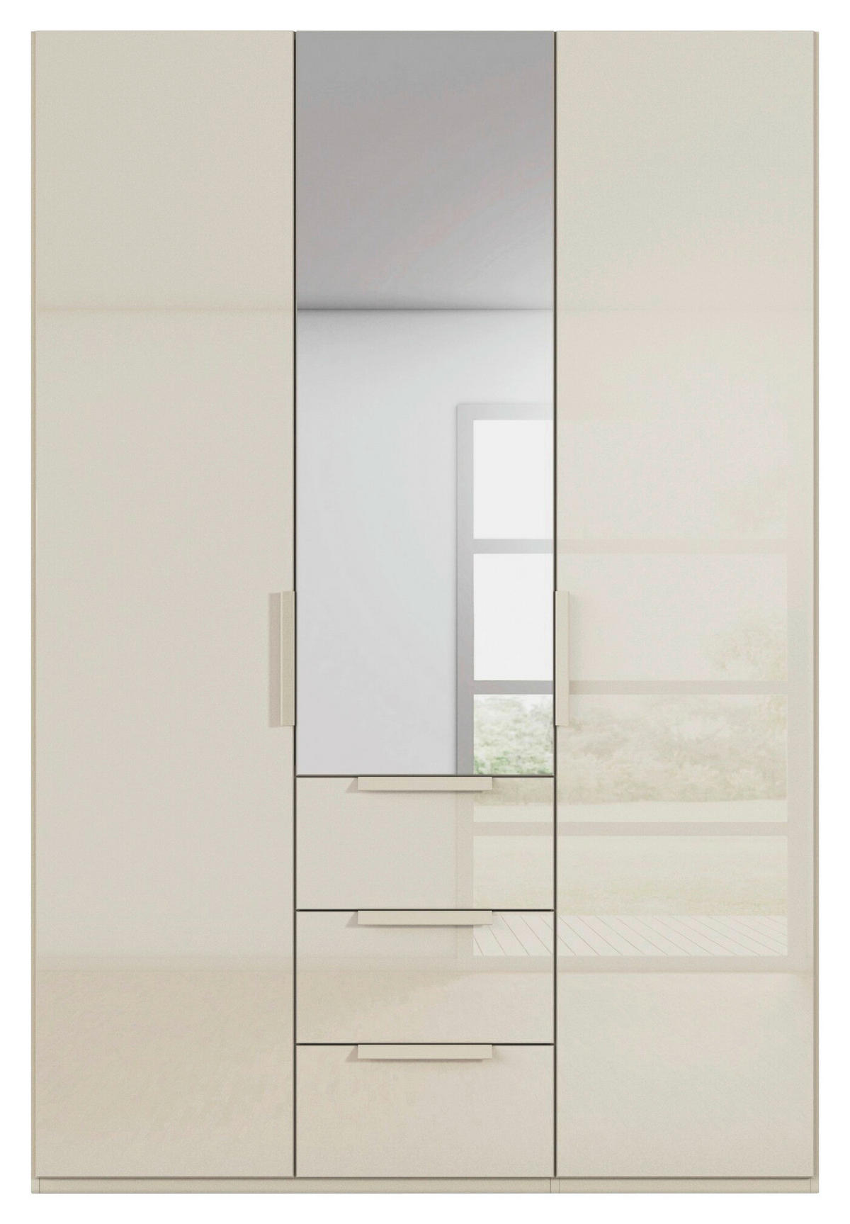 DREHTÜRENSCHRANK 151/223/61 cm,  in Champagner, 3-türig  - Champagner, Basics, Glas/Holzwerkstoff (151/223/61cm) - Novel