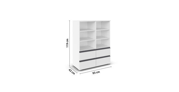 REGAL Weiß - Silberfarben/Weiß, Trend, Holzwerkstoff/Kunststoff (93/119/42cm) - Xora