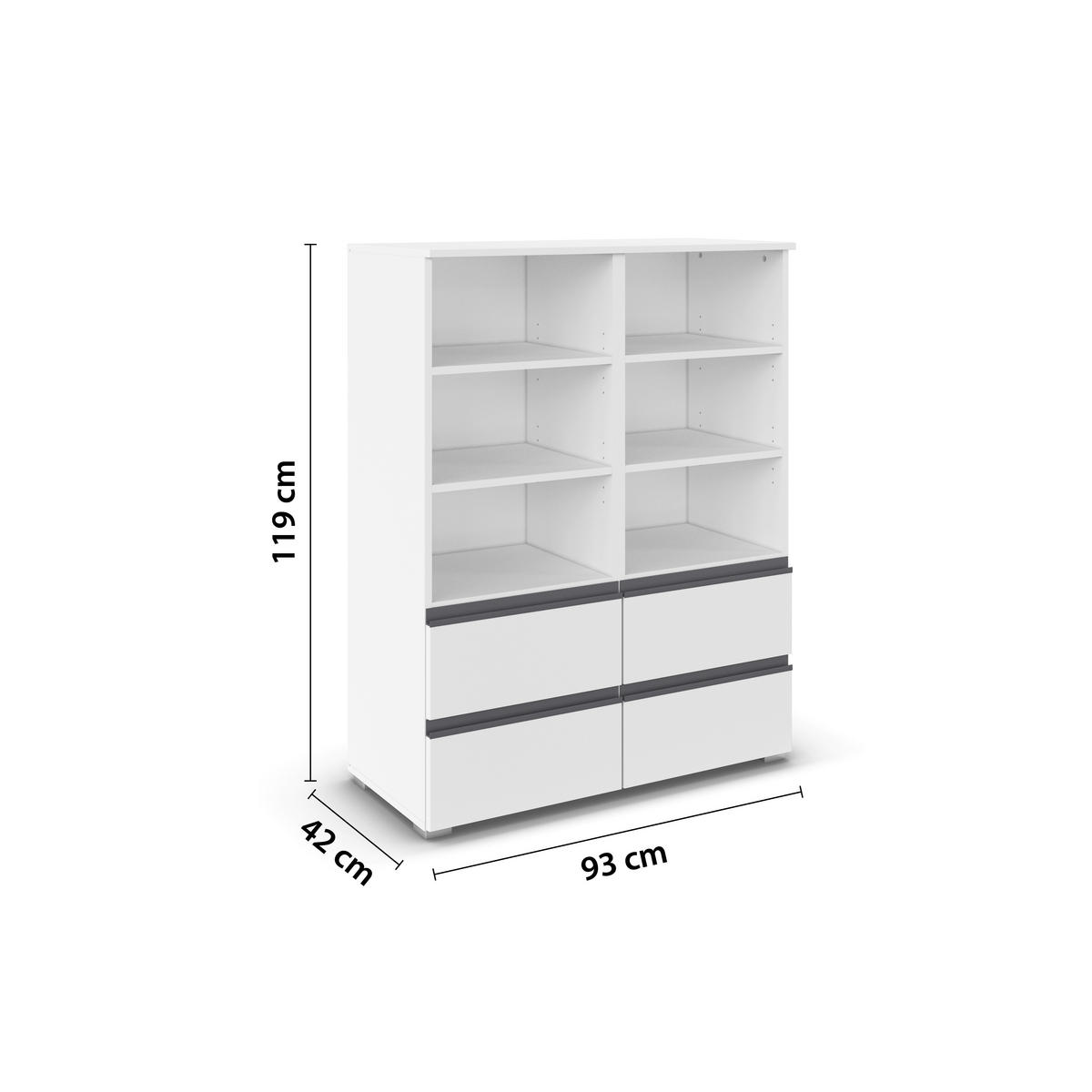 REGAL Weiß  - Silberfarben/Weiß, Trend, Holzwerkstoff/Kunststoff (93/119/42cm) - Xora