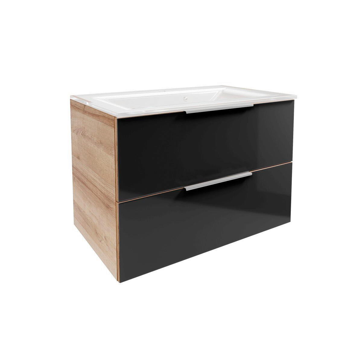 WASCHTISCHKOMBI  - Chromfarben/Eichefarben, Basics, Glas/Holzwerkstoff (80/55,7/50,1cm) - MID.YOU