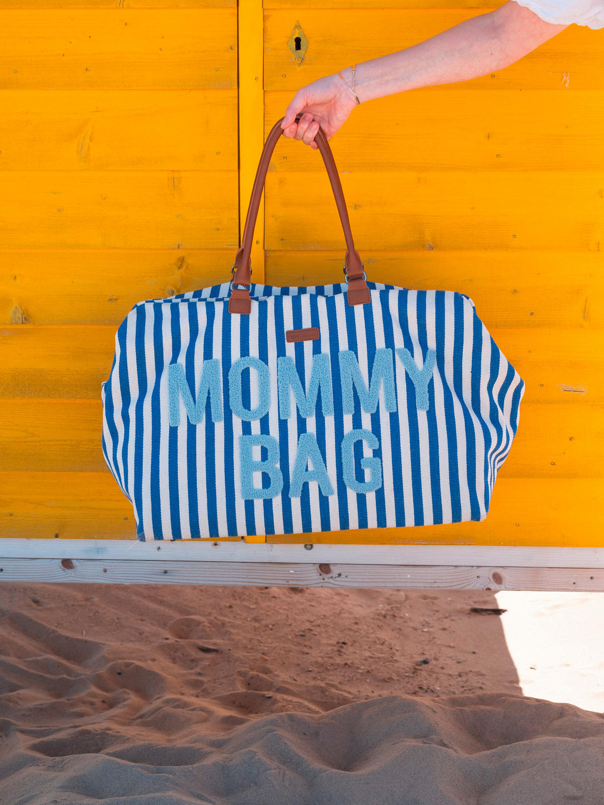WICKELTASCHE Mommy Bag Blaue Streifen  - Weiß/Grau, KONVENTIONELL, Kunststoff/Textil (55/30/40cm) - Childhome