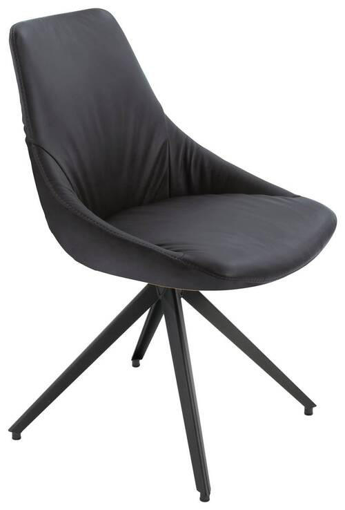 STUHL Echtleder Graphitfarben - Anthrazit/Graphitfarben, Design, Leder/Metall (55/87/62cm) - Bert Plantagie