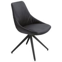 STUHL Echtleder Graphitfarben  - Anthrazit/Graphitfarben, Design, Leder/Metall (55/87/62cm) - Bert Plantagie