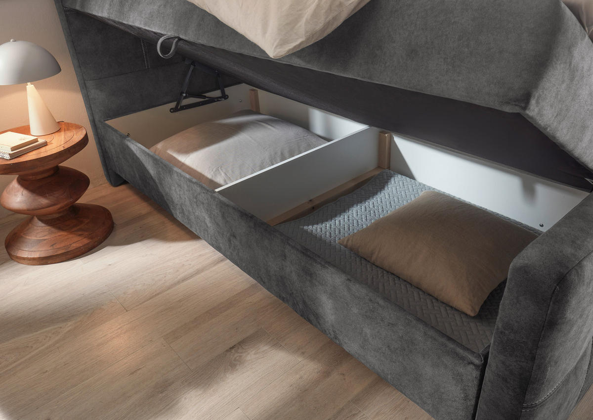BOXBETT 160/200 cm  in Anthrazit  - Anthrazit/Schwarz, Modern, Holzwerkstoff/Kunststoff (160/200cm) - MID.YOU