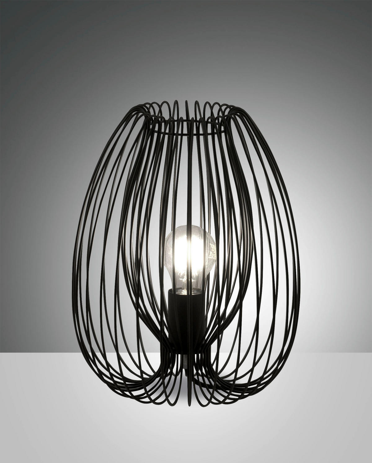 TISCHLEUCHTE 25/31 cm   - Schwarz, Design, Metall (25/31cm) - Fabas Luce