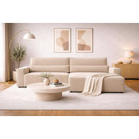 ECKSOFA BRAZIL L Hellbraun Rückenkissen, Schlaffunktion, Rücken echt, Stauraum  - Hellbraun/Schwarz, Design, Kunststoff/Textil (290/200cm) - MID.YOU