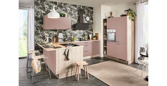 ECKKÜCHE  in Rosa, Tannenholzfarben  - Tannenholzfarben/Schwarz, Design, Holzwerkstoff/Metall (121,6/280/150cm) - Xora