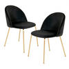 STOLSET 2 styck sammet  - mässingsfärgad/svart, Modern, metall/textil (51/78/56cm) - MID.YOU