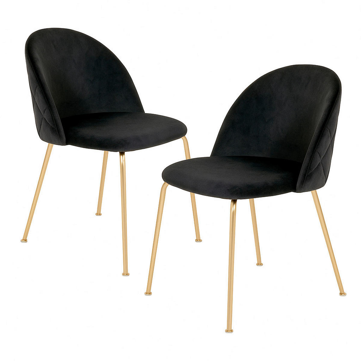 STUHL-SET 2 Stück  in Samt  - Messingfarben/Schwarz, MODERN, Textil/Metall (51/78/56cm) - MID.YOU