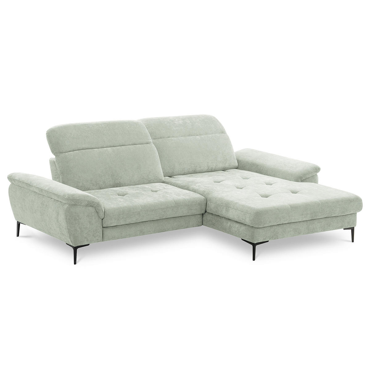 ECKSOFA  Webstoff Mintgrün  - Schwarz/Mintgrün, Design, Textil/Metall (268/195cm) - Livetastic