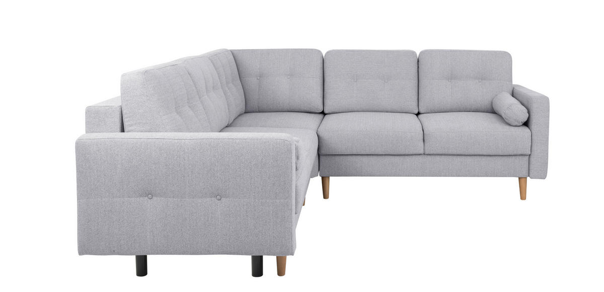 ECKSOFA in Hellgrau  - Buchefarben/Hellgrau, Design, Holz/Textil (242/242cm) - MID.YOU